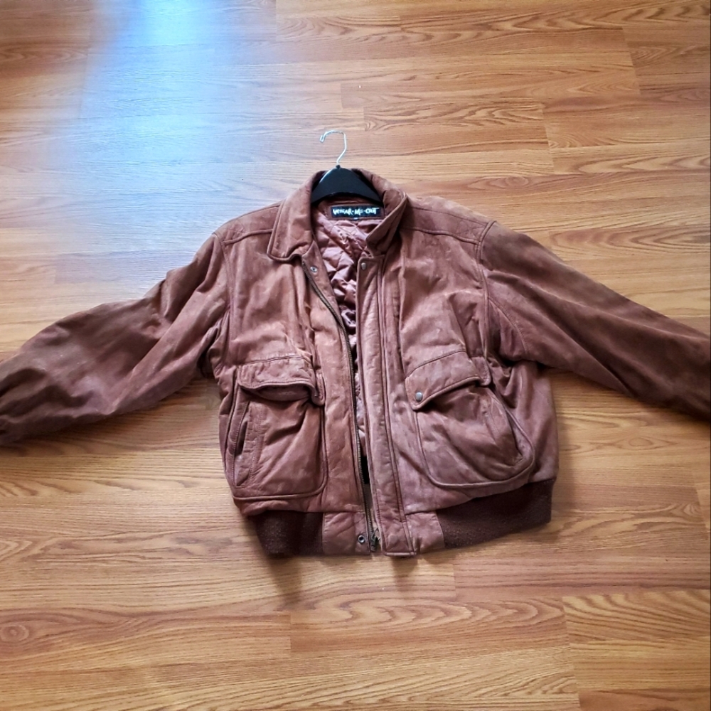 Men's Brown SUEDE lined jacket- Bomer style